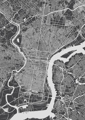 Obraz premium Philadelphia city plan, detailed vector map