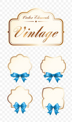 Set of High Quality Vintage Labels on Transparent Background . Vector Isolated Illustration