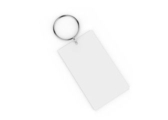 Key chain mock up on isolated white background, 3d illustration