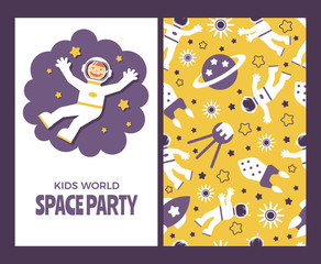 children astronauts card set