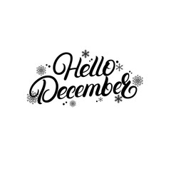 Hello Dcember hand written lettering. Modern brush calligraphy, typography quote.