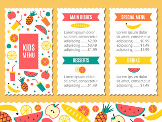 kids menu template