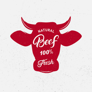 Beef logo, label, print, poster for butcher shop, farmer market, steak house.