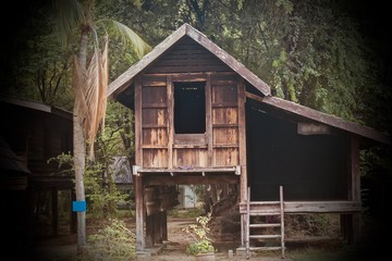 Houses in the countryside of Thailand in the past.
