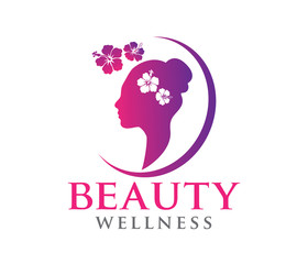 vector logo design illustration for beauty women wellness, beauty salon, yoga class, cosmetic makeup