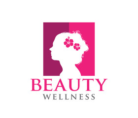 vector logo design illustration for beauty women wellness, beauty salon, yoga class, cosmetic makeup