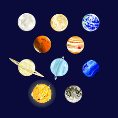 Sonnensystem Aquarell