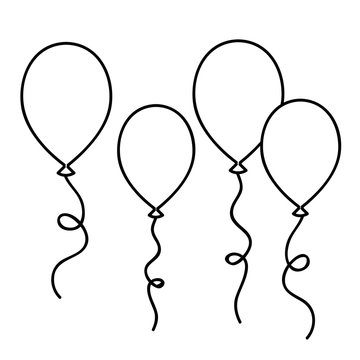 Ausmalbild vier Luftballons