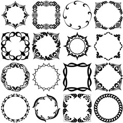 Set of pattern graphic frames. Black and white