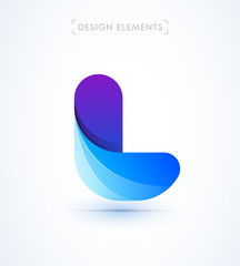 Vector abstract letter L logo template. Flat material design with 3d elements