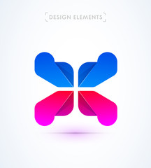 Vector abstract letter X logo template. Flat material design with 3d elements