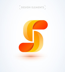 Vector abstract letter S logo template. Number 5 icon. Flat material design with 3d elements
