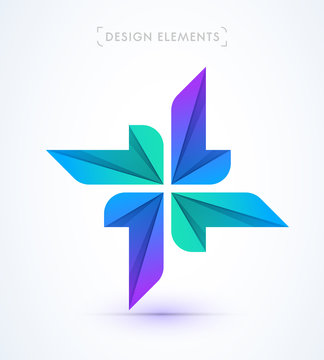 Vector abstract star illustration. Material design flat style. Origami technique