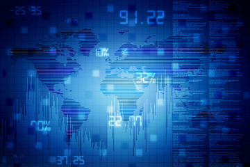 2d rendering Stock market online business concept. business Graph 