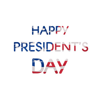 Happy president's day text banner textured US flag.