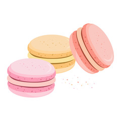 Sweets, macaroons of different taste. Bakery. Vector illustration