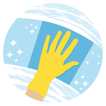 Cleaning windows. House cleaning services icon. 