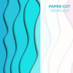 Paper cut banner design. Square template for social media posts, presentations, flyers, invitations. Vector illustration.