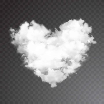 Realistic Vector Cloud Heart. Transparent Background.