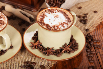 coffee with milk foam and chocolate