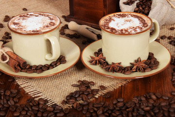 coffee with milk foam and chocolate