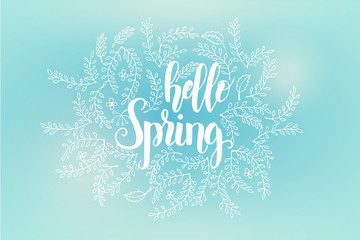 Naklejka na ściany i meble Spring background with hand made trendy lettering 