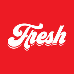 Fresh Logo. Company Logo with word Fresh. Letter F. Creative Logo concept for Dental Clinic or Restaurant, Organic Food Shop. Handwritten word Fresh. Red Color Background.
