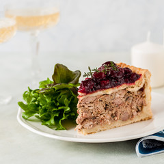 Meat Pie with Cranberry Sauce Topping