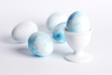 Fresh easter eggs on white background