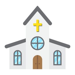 Church flat icon, easter and holiday, building sign vector graphics, a colorful solid pattern on a white background, eps 10.