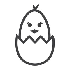 Chick hatched from an egg line icon, easter and holiday, bird sign vector graphics, a linear pattern on a white background, eps 10.