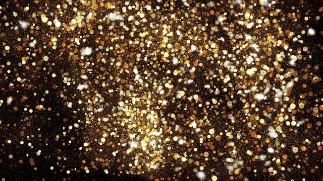 Abstract background with shining bokeh sparkles. Gold particles glitter.