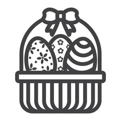 Easter Eggs In Basket line icon, easter and holiday, decor sign vector graphics, a linear pattern on a white background, eps 10.