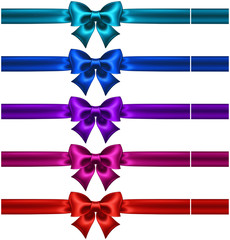 Set of silk bows with ribbons in dark colors