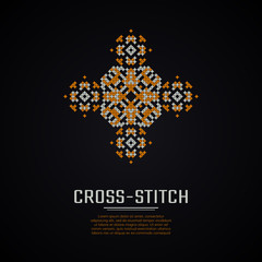 Cross stitch square logo. Cross-stitching logotype. Business identity concept for embroidery company.