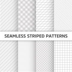 Seamless striped vector patterns, white and grey texture