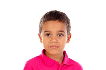 Funny small child with dark hair and black eye