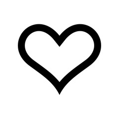 Heart icon. Symbol of love and Saint Valentines Day. Simple flat black thick outline vector shape.