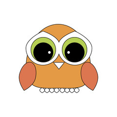 Owl icon design. Beautiful orange little owl.