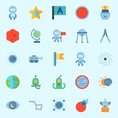 Icons set about Universe with flag, neptune, earth, black hole, observation and constellation © Orxan