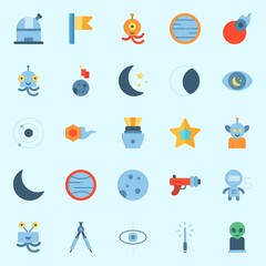 Icons set about Universe with capsule, comet, lightsaber, uran, star and observatory © Orxan
