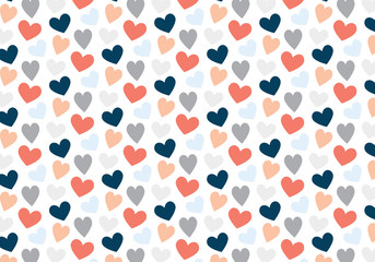 Vector hearts pattern in blue, gray, red and pink colors palette. Valentine background