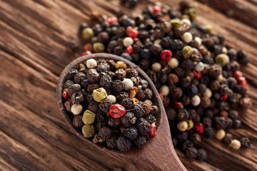 Mixed peppercorns. Dry mix peppercorns