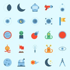 Icons set about Universe with astronaut, uran, neptune, lightsaber, moon and orbit © Orxan