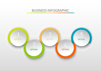 Abstract infographic template with a five steps. Infographics template for business, web design, banners, brochures, flyers. Vector illustration.