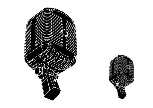black microphone on white