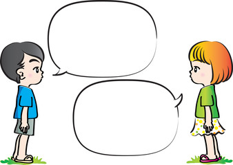 kids with speech bubble background