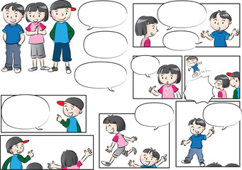 kids with speech bubble background