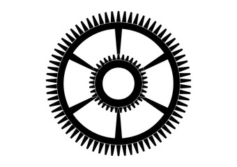 black cogwheel on a white