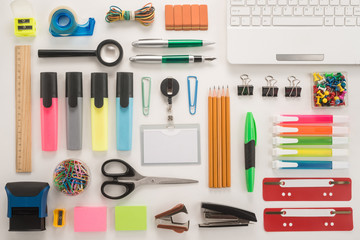 School supplies on white background